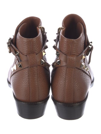 Valentino Rockstud Accents Leather Moto Boots