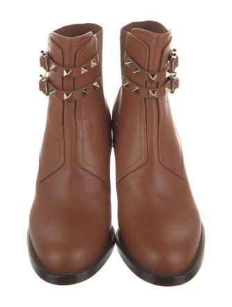 Valentino Rockstud Accents Leather Lace-Up Boots