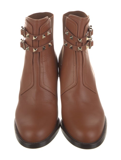 Valentino Rockstud Accents Leather Lace-Up Boots