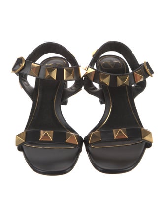Valentino Rockstud Accents Leather Slingback Sandals