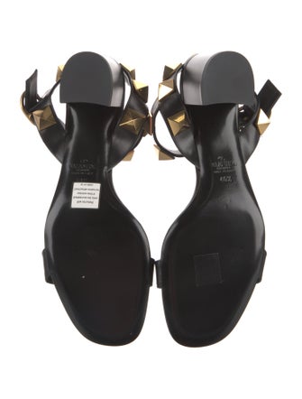 Valentino Rockstud Accents Leather Slingback Sandals
