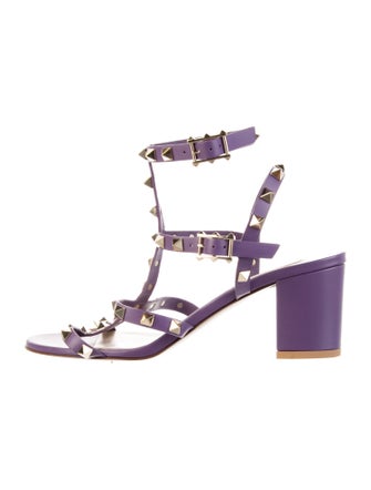 Valentino Rockstud Accents Leather Gladiator Sandals