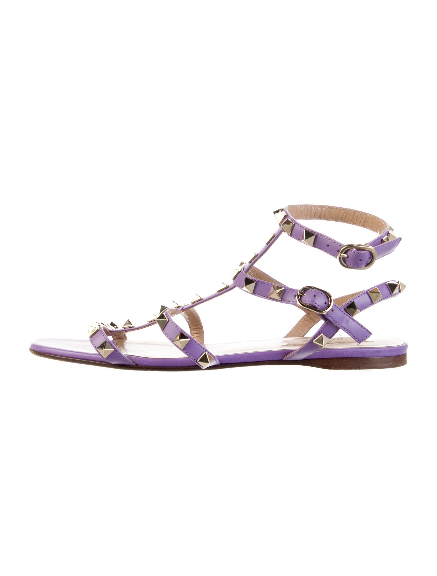 Valentino Rockstud Accents Leather Gladiator Sandals