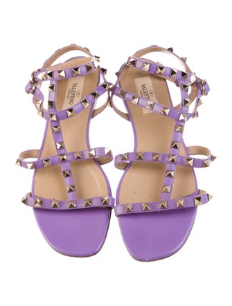 Valentino Rockstud Accents Leather Gladiator Sandals