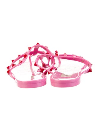 Valentino Rockstud Accents Rubber T-Strap Sandals