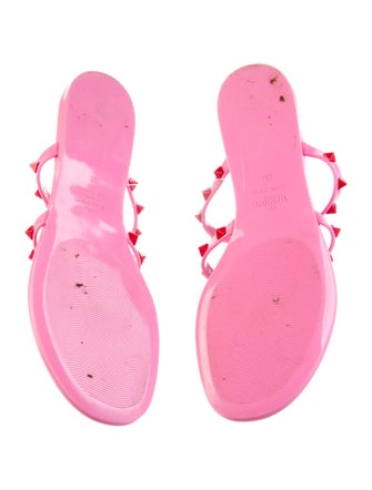Valentino Rockstud Accents Rubber T-Strap Sandals
