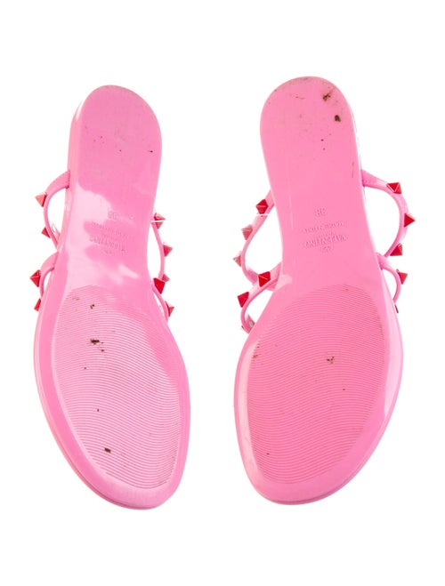Valentino Rockstud Accents Rubber T-Strap Sandals