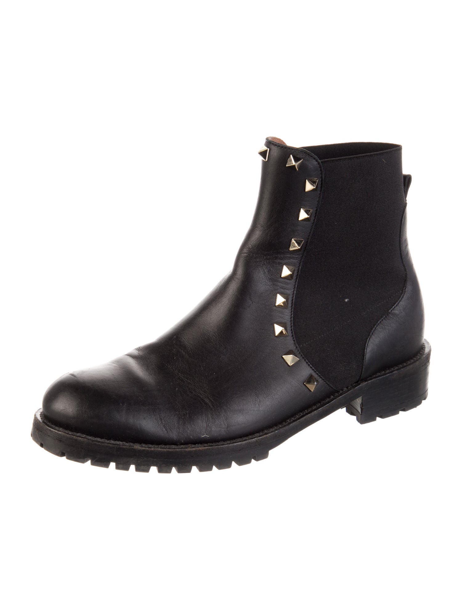 Valentino Rockstud Accents Leather Chelsea Boots