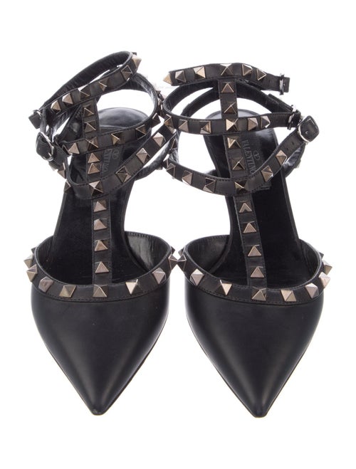 Valentino Rockstud Accents Leather T-Strap Pumps