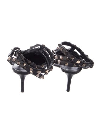 Valentino Rockstud Accents Leather T-Strap Pumps