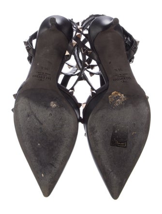Valentino Rockstud Accents Leather T-Strap Pumps
