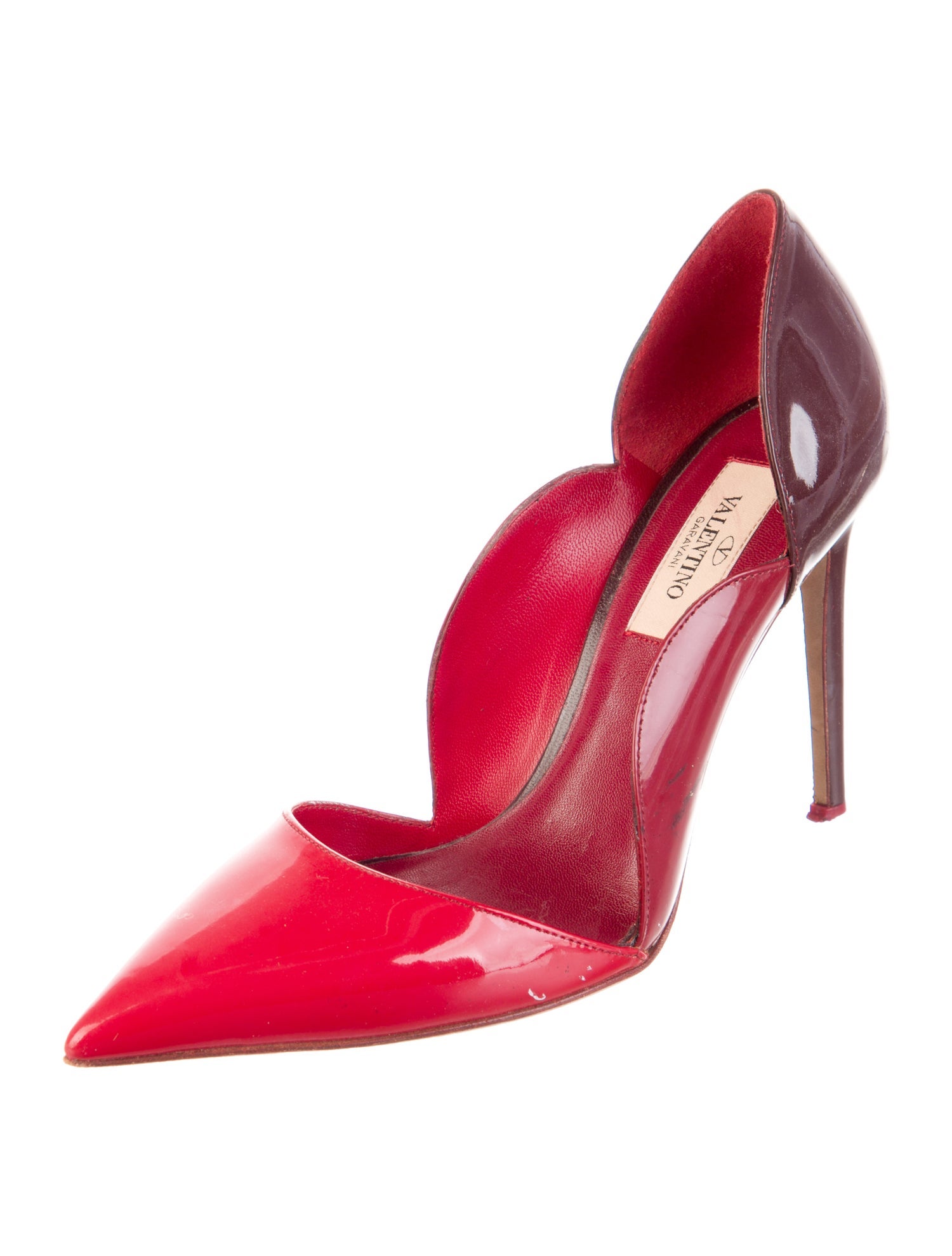 Valentino Patent Leather Scalloped Accent D'Orsay Pumps