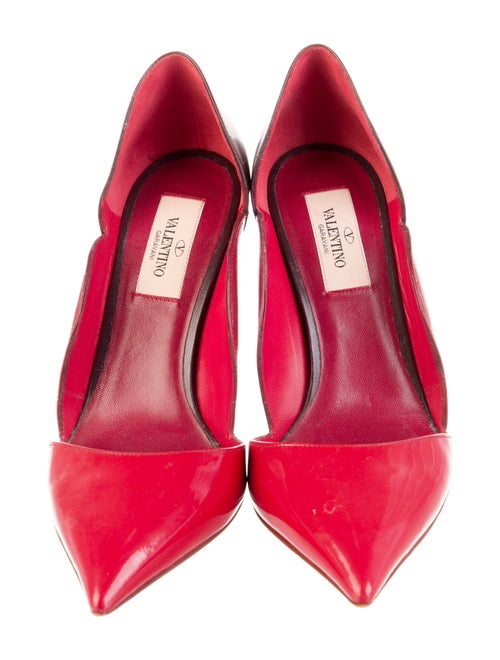 Valentino Patent Leather Scalloped Accent D'Orsay Pumps