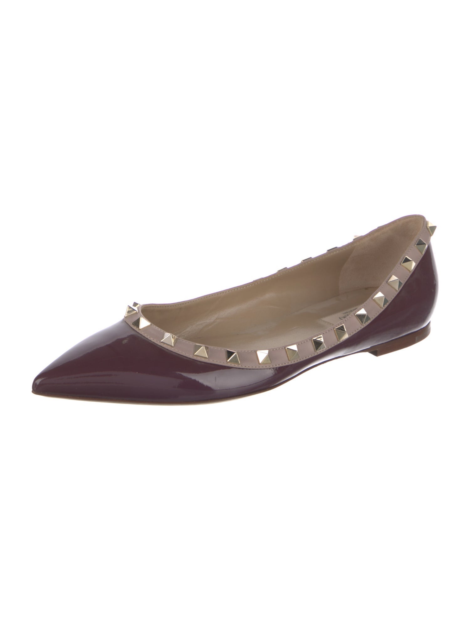 Valentino Rockstud Accents Patent Leather Ballet Flats