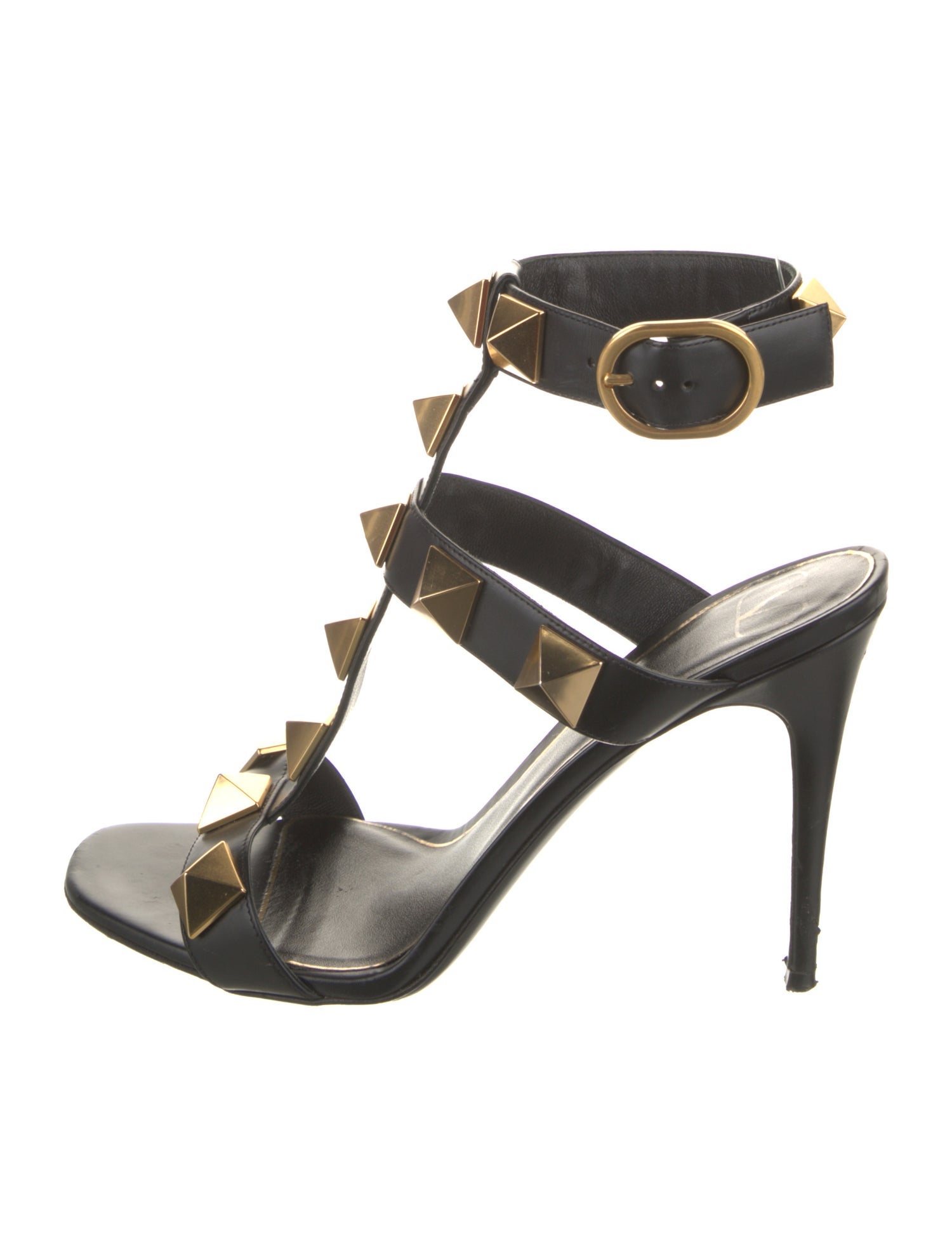 Valentino Rockstud Accents Leather T-Strap Sandals