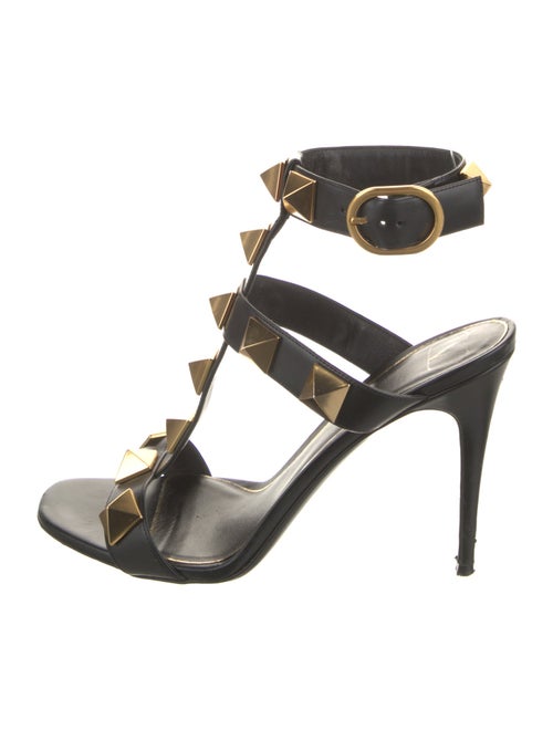 Valentino Rockstud Accents Leather T-Strap Sandals