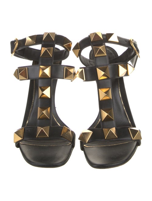 Valentino Rockstud Accents Leather T-Strap Sandals