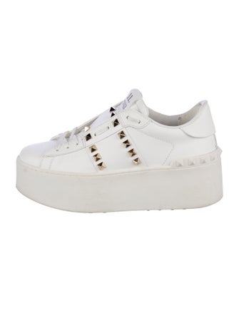 Valentino Rockstud Accents Leather Sneakers