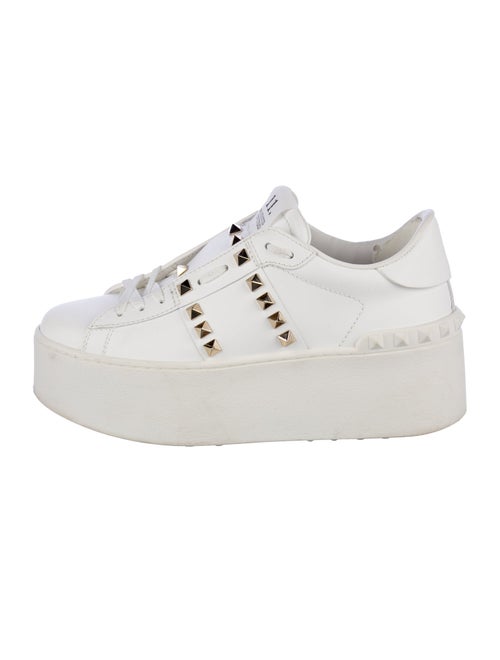 Valentino Rockstud Accents Leather Sneakers