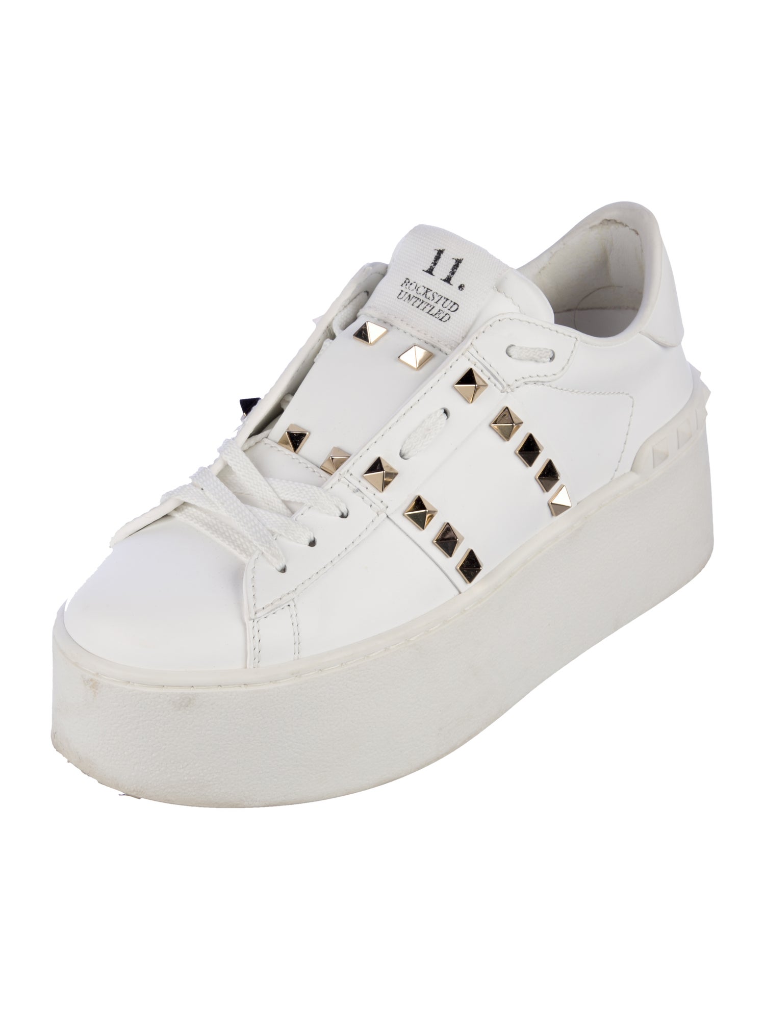 Valentino Rockstud Accents Leather Sneakers