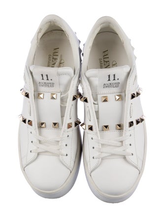 Valentino Rockstud Accents Leather Sneakers