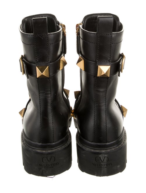 Valentino Rockstud Accents Leather Combat Boots