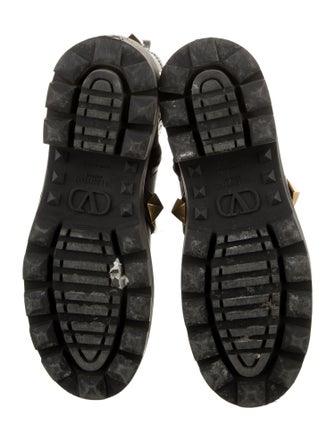 Valentino Rockstud Accents Leather Combat Boots