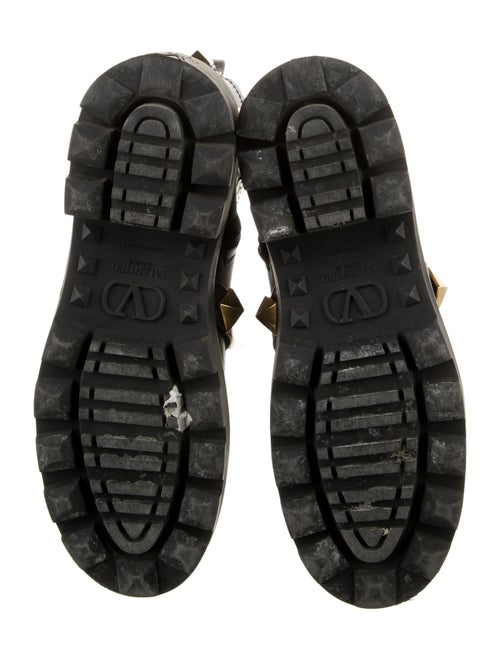 Valentino Rockstud Accents Leather Combat Boots