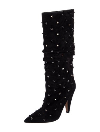 Valentino Rockstud Accents Suede Boots