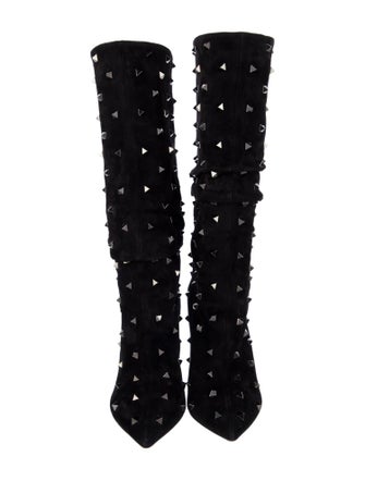 Valentino Rockstud Accents Suede Boots