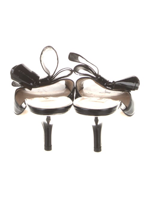 Valentino Patent Leather Bow Accents Slides