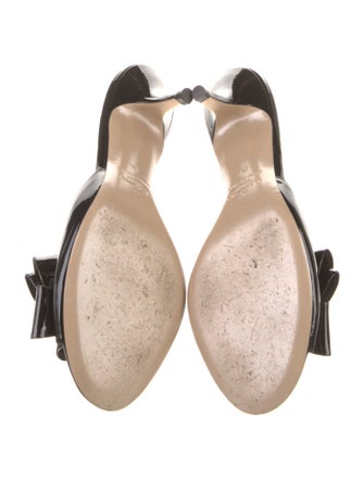Valentino Patent Leather Bow Accents Slides
