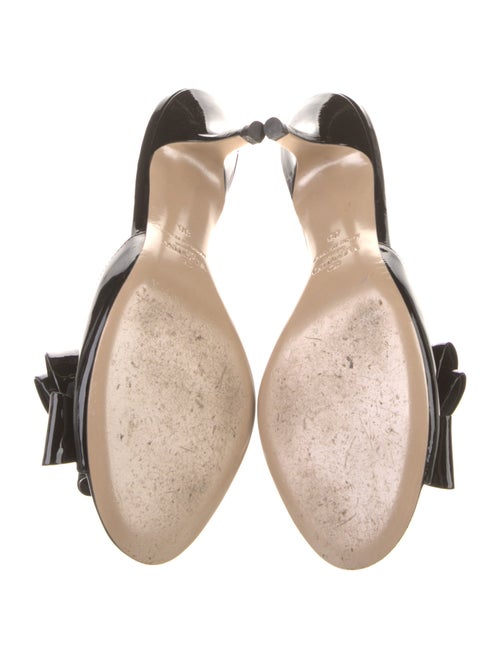 Valentino Patent Leather Bow Accents Slides