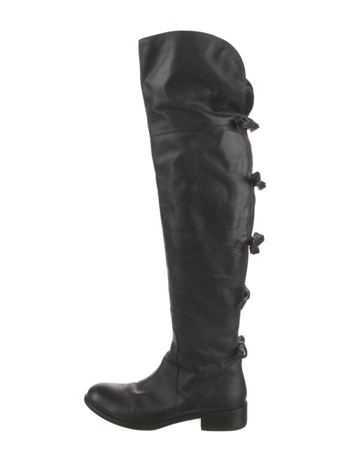 Valentino Leather Bow Accents Lace-Up Boots