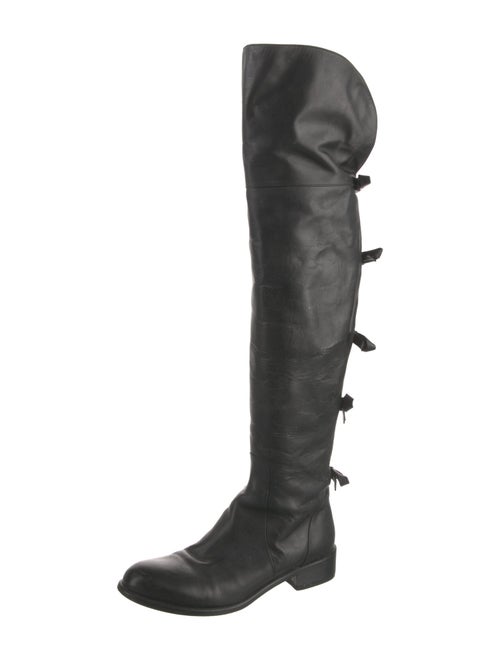 Valentino Leather Bow Accents Lace-Up Boots