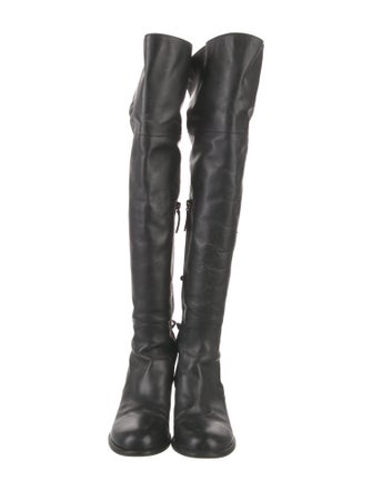 Valentino Leather Bow Accents Lace-Up Boots