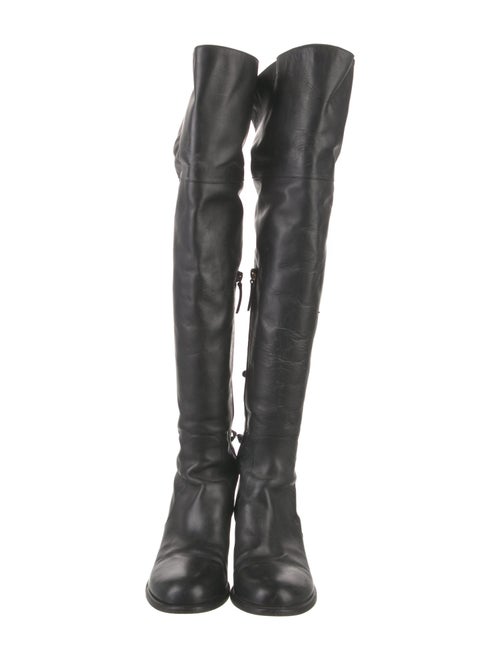 Valentino Leather Bow Accents Lace-Up Boots