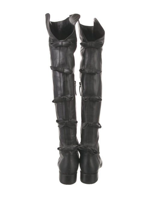 Valentino Leather Bow Accents Lace-Up Boots