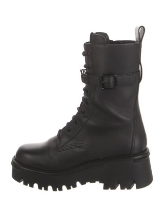 Valentino Leather Combat Boots