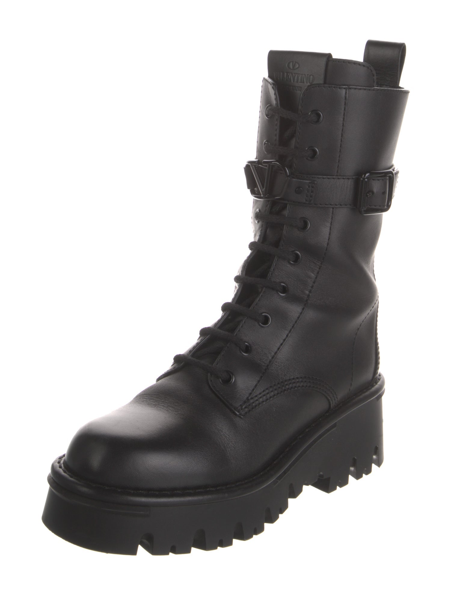 Valentino Leather Combat Boots