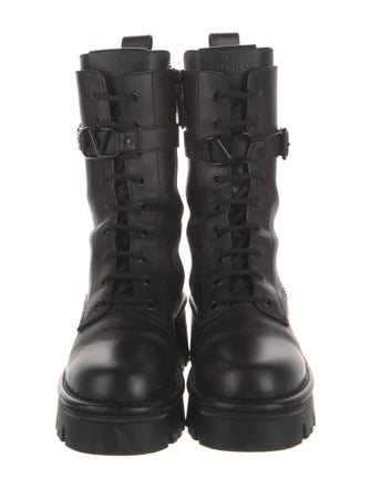 Valentino Leather Combat Boots