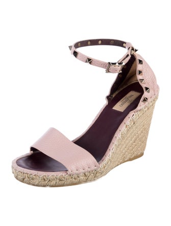Valentino Rockstud Accents Leather Espadrilles