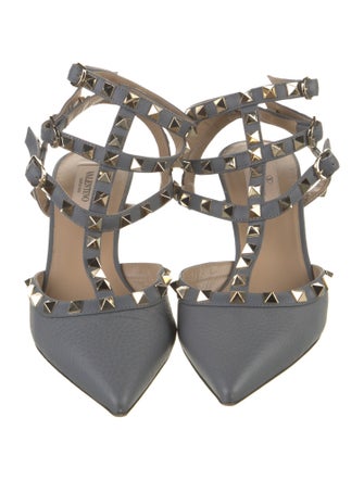 Valentino Rockstud Accents Leather T-Strap Pumps
