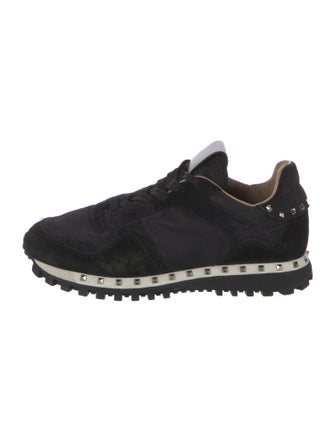 Valentino Rockstud Accents Suede Athletic Sneakers