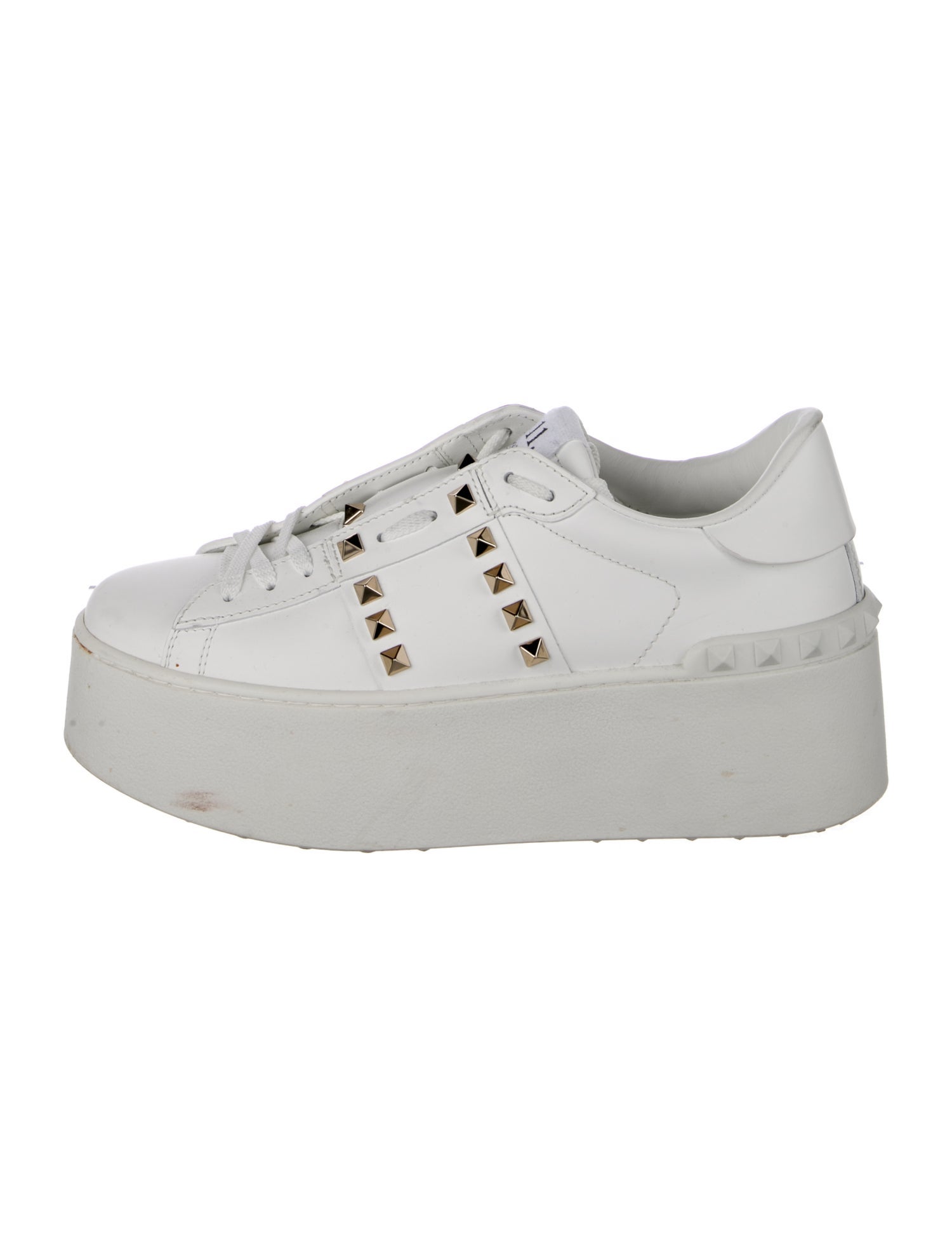 Valentino Rockstud Accents Leather Sneakers