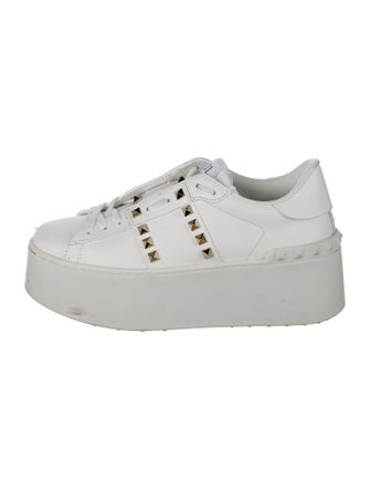 Valentino Rockstud Accents Leather Sneakers