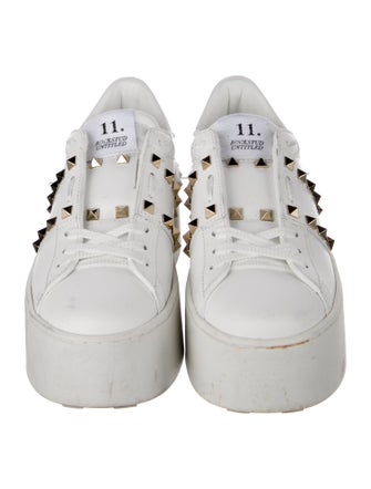 Valentino Rockstud Accents Leather Sneakers