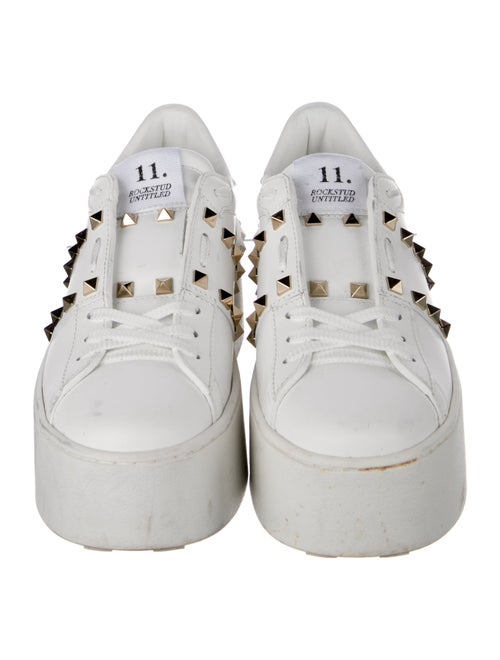 Valentino Rockstud Accents Leather Sneakers