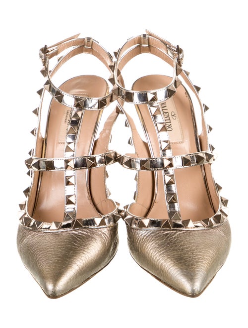 Valentino Rockstud Accents Leather T-Strap Pumps