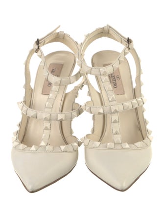Valentino Rockstud Accents Leather T-Strap Pumps